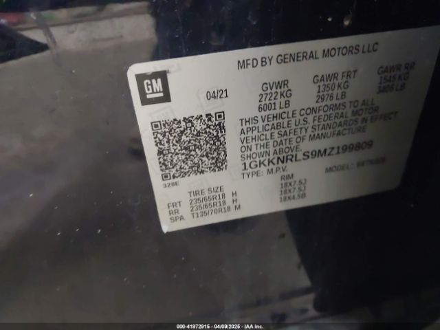 1GKKNRLS9MZ199809 GMC Acadia Awd Sle