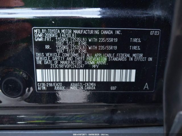 2T3C1RFV0PC243347 Toyota a25a-fks