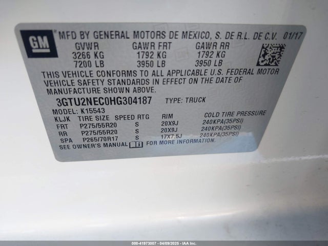 3GTU2NEC0HG304187 GMC Sierra 1500 Slt