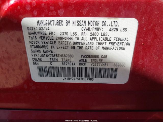 JN1BV7AP5EM687980 Infiniti Q50 Premium