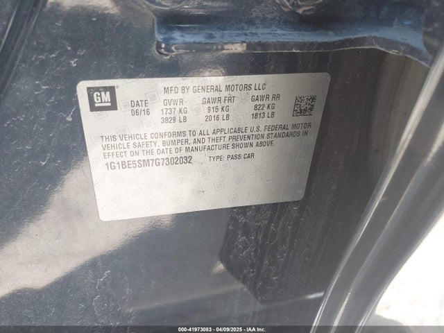 1G1BE5SM7G7302032 Chevrolet Cruze Lt Auto
