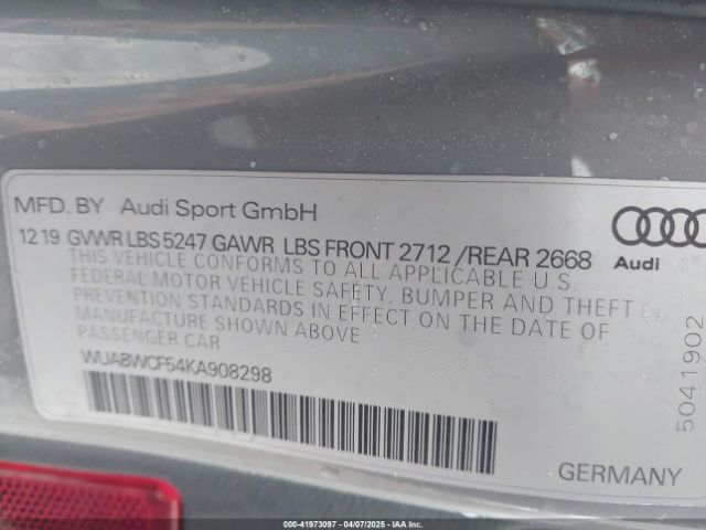 WUABWCF54KA908298 Audi Rs 5 2.9t