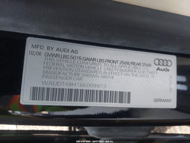 2006 AUDI A4 WAUDT48H16K009973 Photo 8