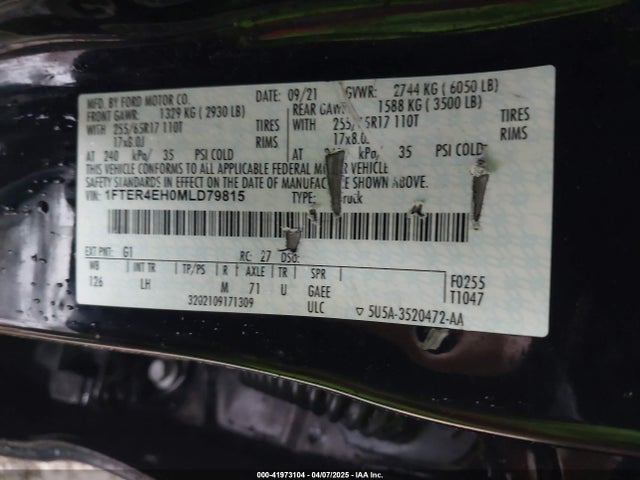 Ford Ranger Xlt 2021 1FTER4EH0MLD79815 Image 9
