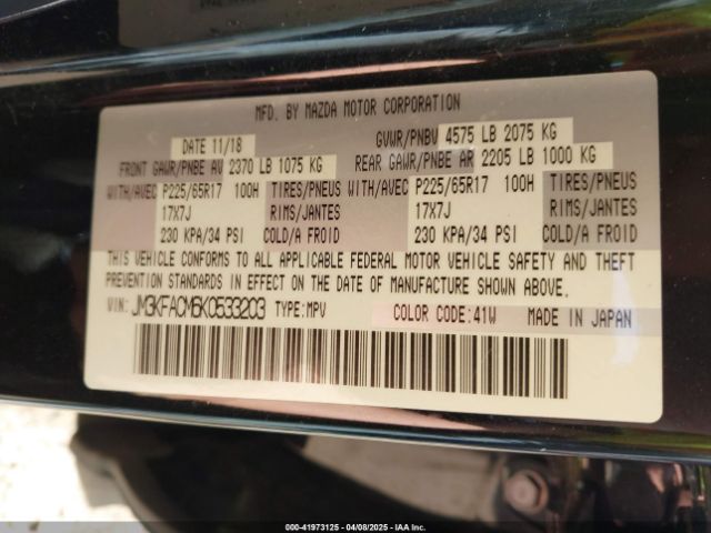 JM3KFACM6K0533203 Mazda Cx-5 Touring
