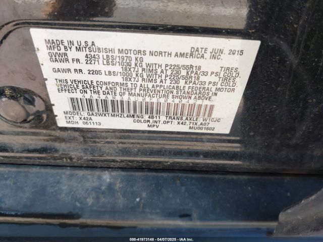 4A4AR3AU0FE040421 Mitsubishi Outlander Sport Es