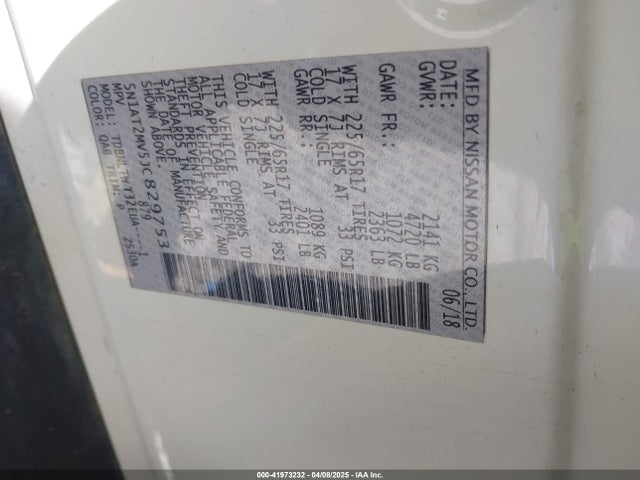 Nissan ROGUE SV 2018 5N1AT2MV5JC829753 Image 9