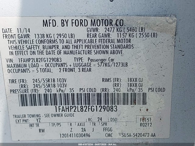 1FAHP2L82FG129083 Ford Police Interceptor