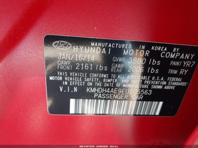 KMHDH4AE9EU105563 Hyundai dohc mpi nu