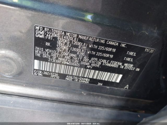 2T3E6RFV8MW006805 Toyota Rav4 Hybrid Xse