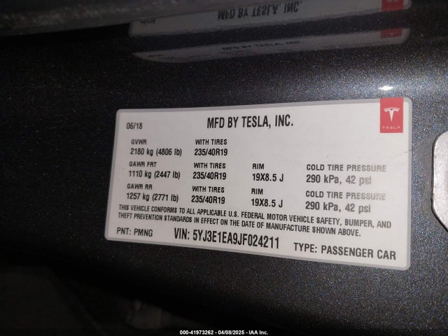 2018 TESLA MODEL 3 5YJ3E1EA9JF024211 Photo 8
