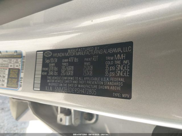 5NMJB3DE9SH472805 Hyundai gdi theta iii