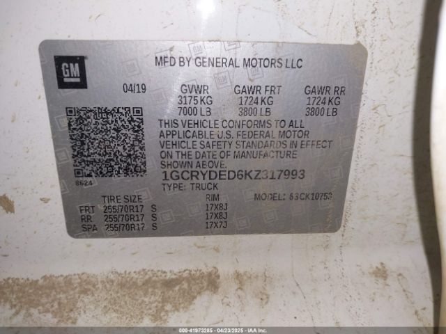 1GCRYDED6KZ317993 Chevrolet Silverado 1500 Lt