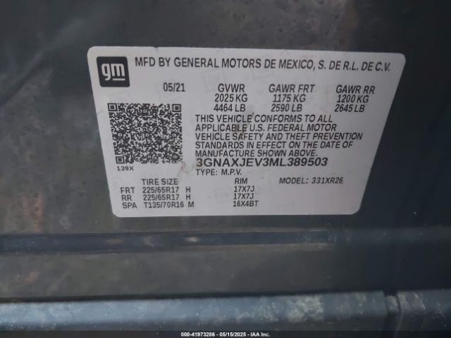3GNAXJEV3ML389503 Chevrolet Equinox Fwd 2fl