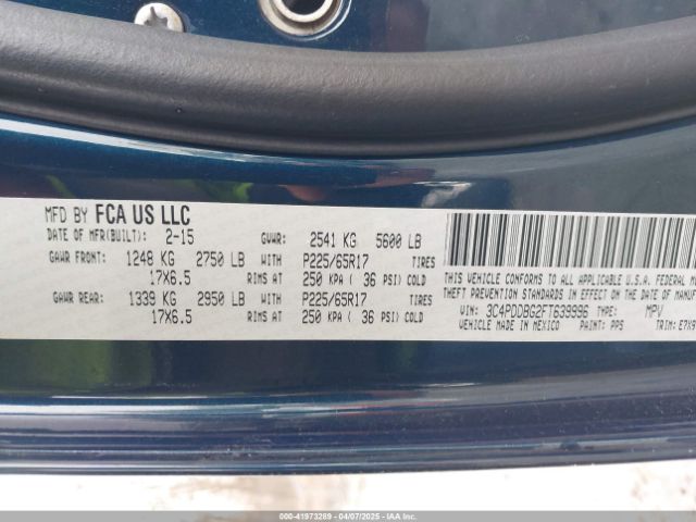 3C4PDDBG2FT639996 Dodge Journey Sxt