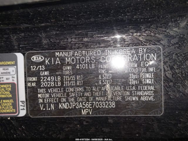 KNDJP3A56E7033238 KIA SOUL +