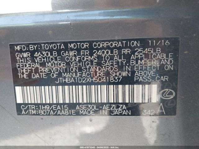 JTHBA1D2XH5041837 Lexus IS 200T