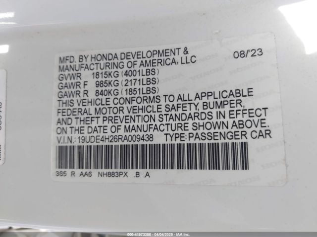 19UDE4H26RA009438 Acura Integra