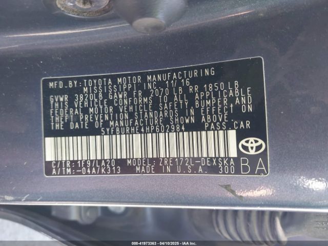 5YFBURHE4HP602984 Toyota Corolla Xse