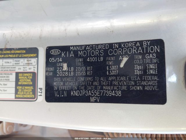 KNDJP3A55E7739438 KIA SOUL +