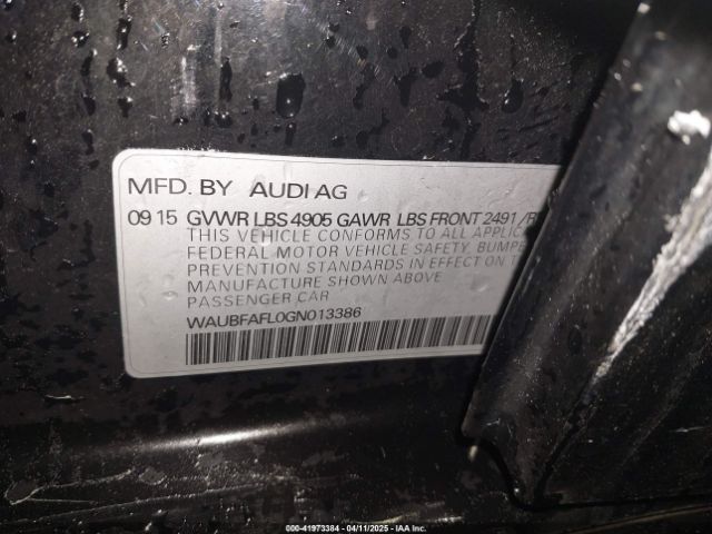 WAUBFAFL0GN013386 Audi A4 2.0t Premium