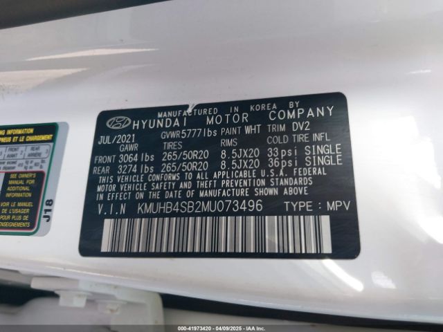 KMUHB4SB2MU073496 Genesis Gv80 2.5t Rwd