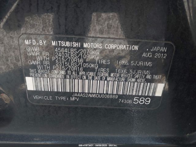 2013 MITSUBISHI OUTLANDER JA4AS2AW6DU006889 Photo 8