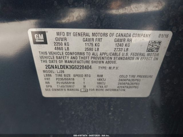 2GNALDEK3G6228404 Chevrolet Equinox Ltz
