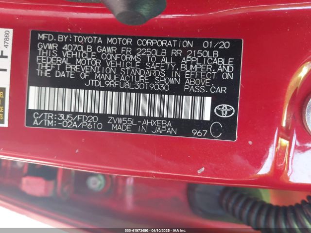 JTDL9RFU8L3019030 Toyota Prius Le Awd-e