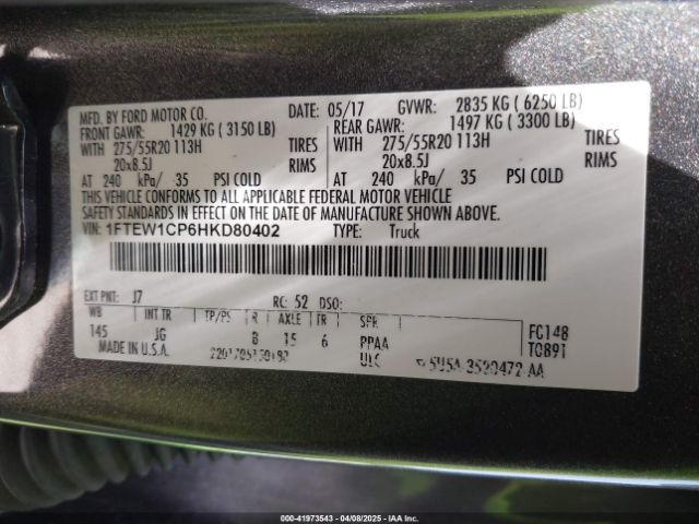 1FTEW1CP6HKD80402 Ford F-150 Xl