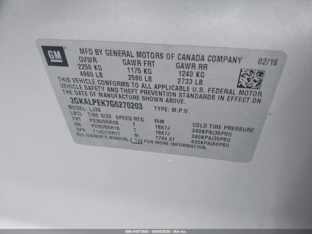 2GKALPEK7G6270203 GMC Terrain Slt