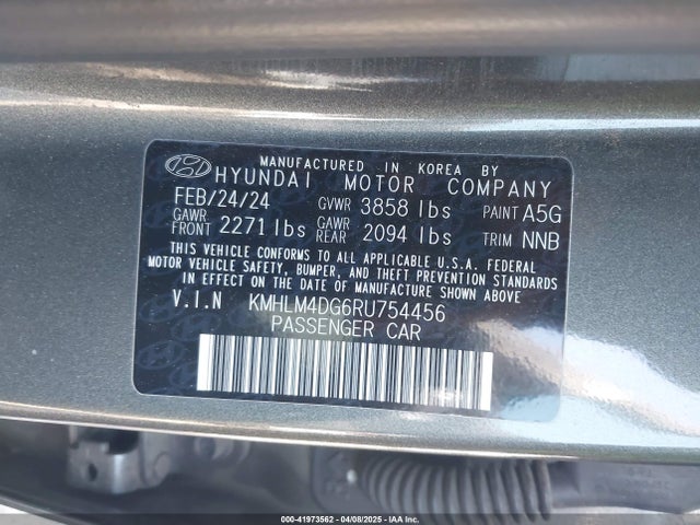 KMHLM4DG6RU754456 Hyundai ELANTRA SEL