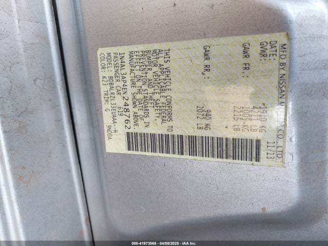 Nissan Altima 2.5 S 2014 1N4AL3AP4EN248762 Image 9