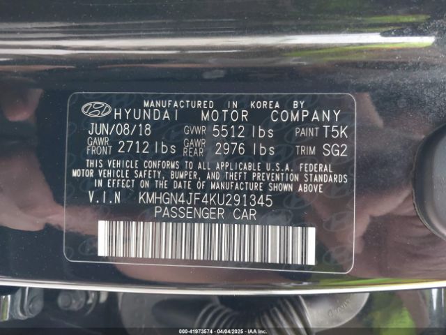 KMHGN4JF4KU291345 Genesis G80 5.0 Ultimate