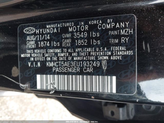 KMHCT5AE3EU193249 Hyundai ACCENT GS