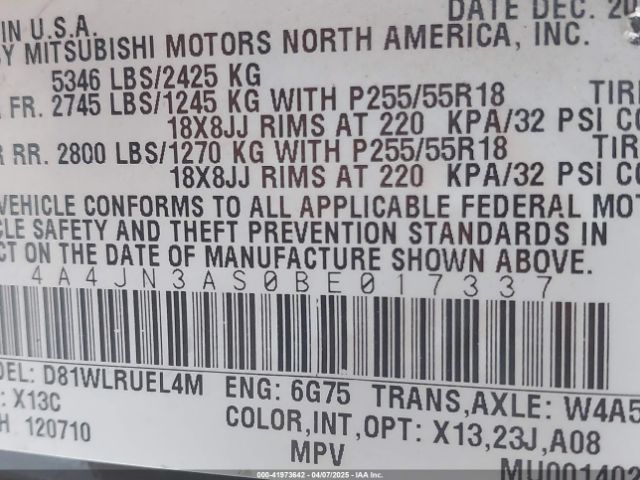 2011 MITSUBISHI ENDEAVOR 4A4JN3AS0BE017337 Photo 8