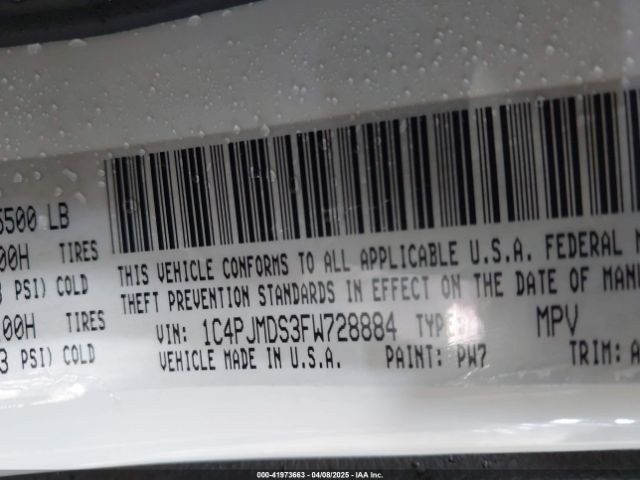 1C4PJMDS3FW728884 Jeep Cherokee Limited