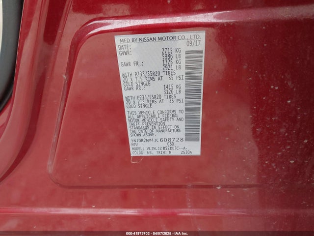 Nissan Pathfinder Platinum 2018 5N1DR2MM4JC608728 Image 9