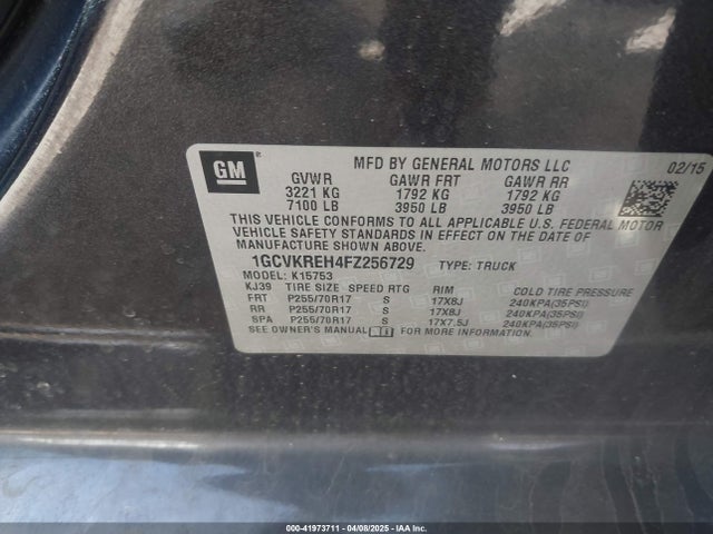 1GCVKREH4FZ256729 Chevrolet Silverado 1500 1lt
