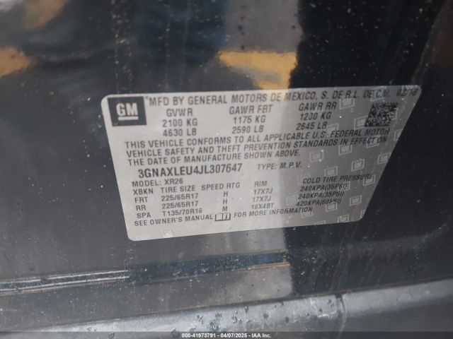 3GNAXLEU4JL307647 Chevrolet EQUINOX LT