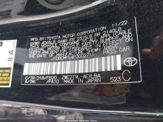 JTDBCMFE4P3002711 Toyota Corolla Hybrid Le