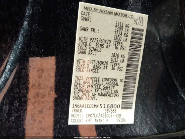 1N6AA1ED1MN516800 Nissan 2021