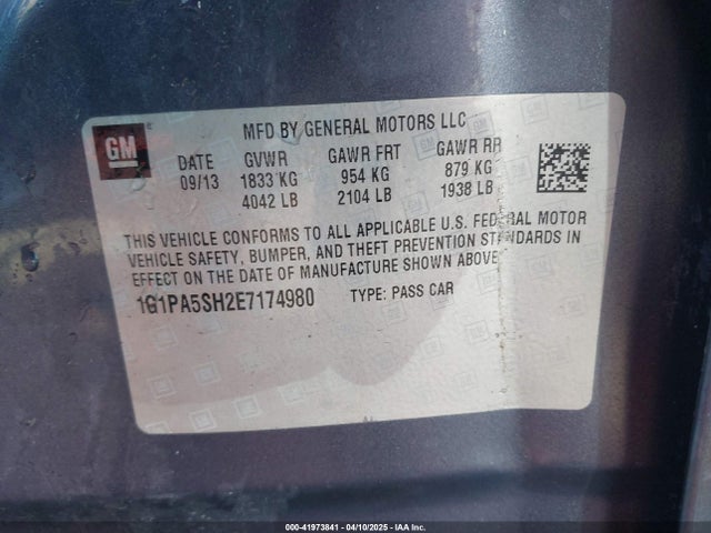 1G1PA5SH2E7174980 Chevrolet Cruze Ls Auto