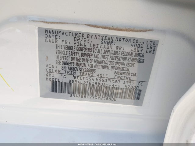 3N1AB8CV7SY298806 Nissan SENTRA SV