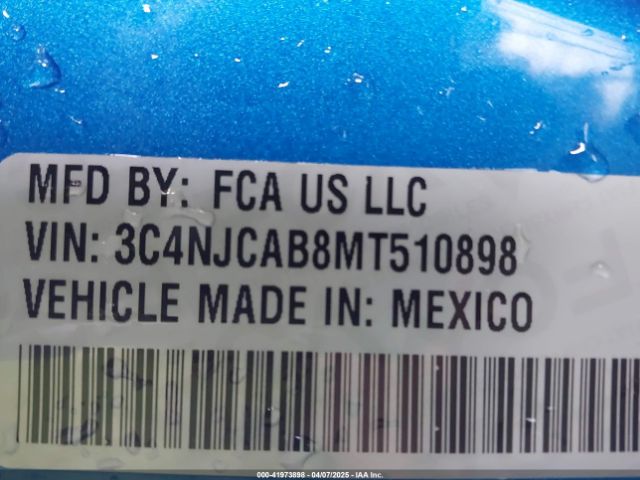 3C4NJCAB8MT510898 Jeep Compass Sport Fwd