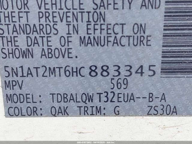 5N1AT2MT6HC883345 Nissan ROGUE SV