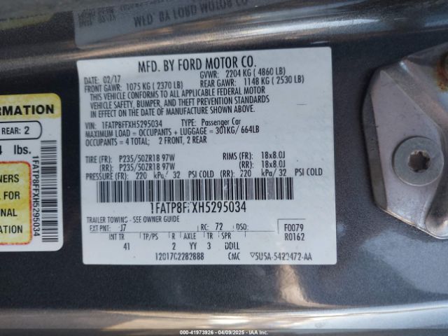 2017 FORD MUSTANG 1FATP8FFXH5295034 Photo 8