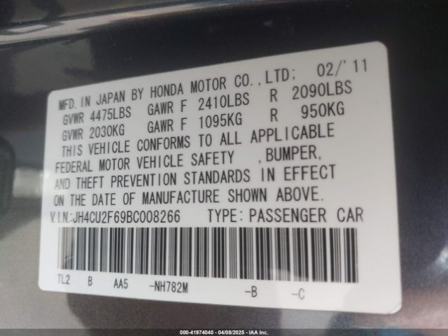2011 ACURA TSX JH4CU2F69BC008266 Photo 8