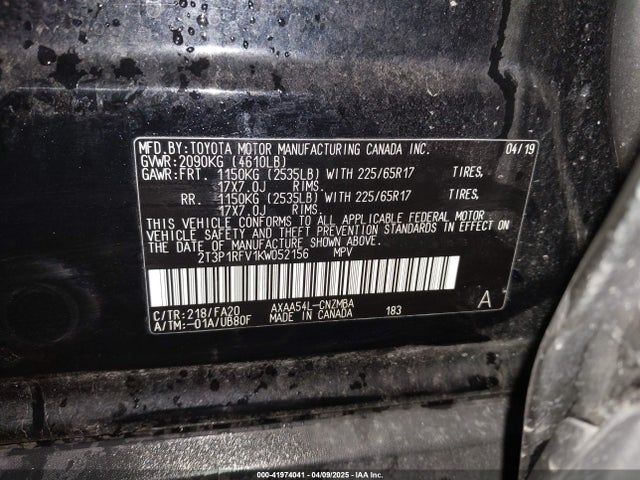 Toyota Rav4 Xle 2019 2T3P1RFV1KW052156 Image 9