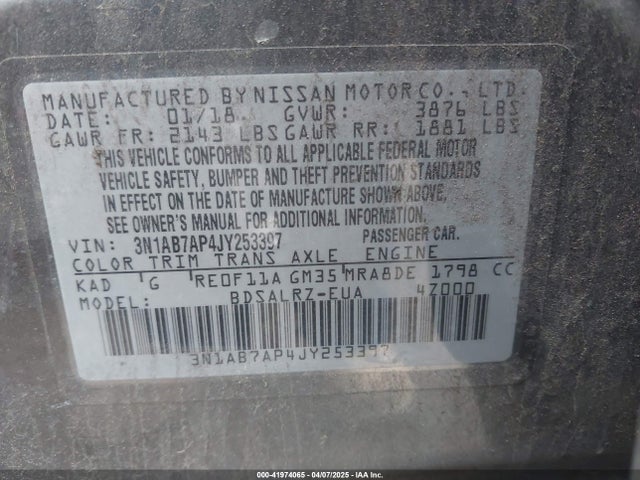 3N1AB7AP4JY253397 Nissan SENTRA SR